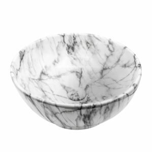 Bol de lavage de surface en céramique aloni 'zebra' avec push-up (41x41x18cm) - Aspect marbre - Réf. : 313-MB018
