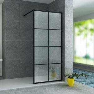 Aloni paroi de douche à carreaux (800x2000x8mm) - noir mat - Réf. : BEKO80