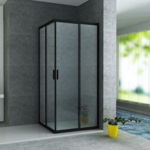 Aloni cabine de douche d’angle (80x80x195cm) - noir mat - Réf. : CR-B8080