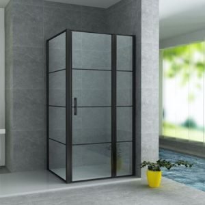 Aloni porte + paroi de douche 8mm (90x120x200cm) - noir mat - Réf. : CR56B-90120