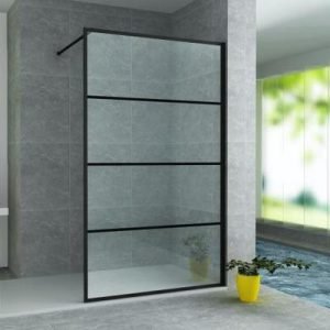 Paroi de douche noir mat à grille 8mm (100x200cm) - Réf. : TEKO100
